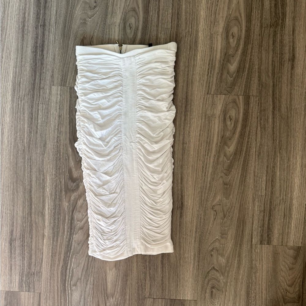 XOXO Y2K low rise White Ruched Pencil Skirt Flattering Bodycon Fit S - Picture 5 of 6